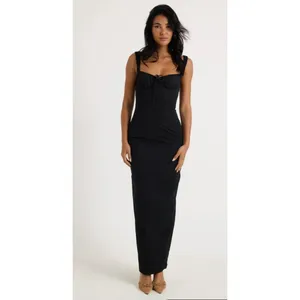 LIONESS Hot Nights Maxi Dress in Onyx XSmall New Womens Long Cotton Gown thumbnail 10