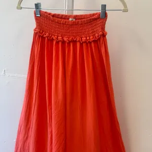 Blanco Orange Cotton Gauze Super Wide Leg Smocked Pom Pom Trim Harem Pants Large thumbnail 3