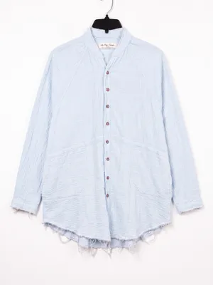 Free People Summer Daydream Button Down Womens M Light Blue Gauze Top thumbnail 2
