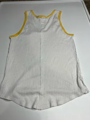 We the free White Ribbed Tank with Yellow Trim XS thumbnail 3