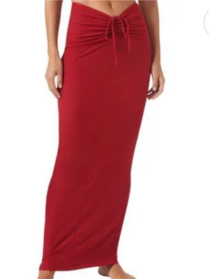 SKIMS Soft Lounge Maxi Skirt Red Brick NWT Size XSmall Mid Tie FAMOUS Cinched thumbnail 2