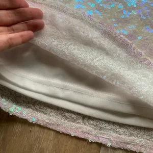 Iridescent sequin white pink mini bodycon skirt M NEW thumbnail 3