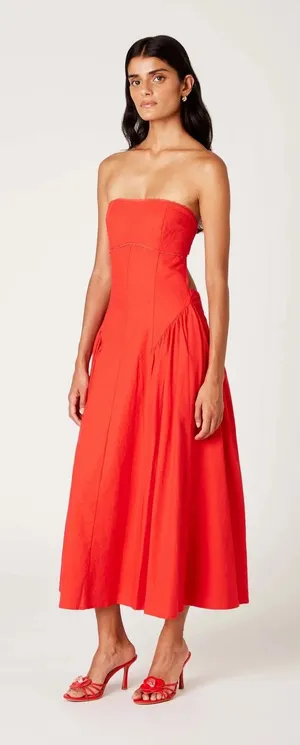 NIA Strapless linen blend ANNE DRESS size medium thumbnail 1