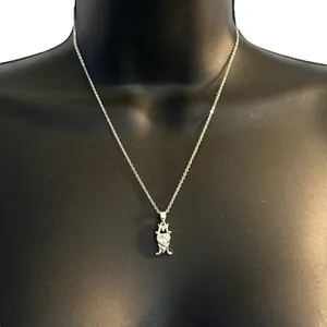 Vintage silver tone cubic zirconia Mom pendant necklace thumbnail 1