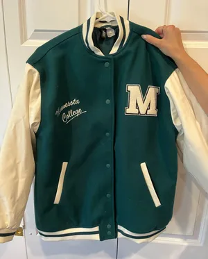 H&M green varsity jacket thumbnail 1