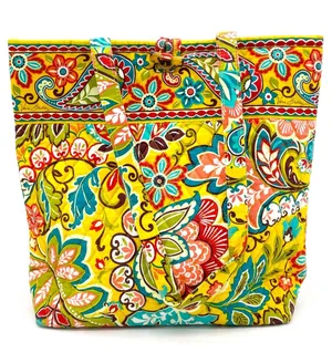 NWT Vera Bradley Provençal Floral Quilted Tote Bag Yellow Red Turquoise Print thumbnail 1