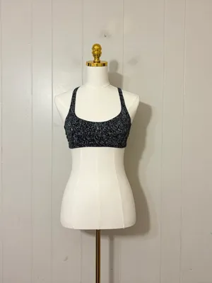 Lululemon Free To Be Zen Bra IV Black White Jacquard Strappy Yoga Sports Bra 4 thumbnail 3