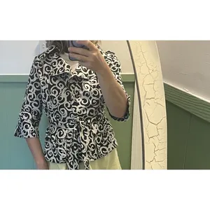 Luii byAnthropologie Black White Swirl Print Belted Short Trench Jacket Small thumbnail 7