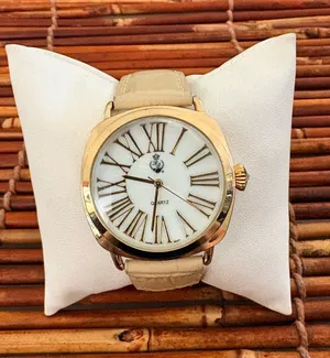 Premier Designs Gold-Tone Case Watch Cream Strap and White Dial Needs Battery thumbnail 1