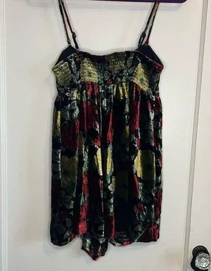 Free People velvet floral romper thumbnail 1