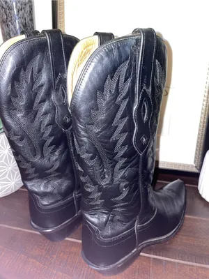 Old West Black Leather Western Heeled Boots LF1510 Size 6 thumbnail 4