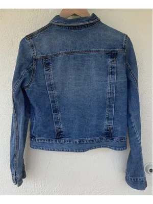 Free People Cropped Denim Jacket Blue Button Front Trucker Jean Western Distress thumbnail 3