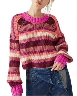 Free People Women's Devon Open-Knit Long-Sleeve Sweater thumbnail 1