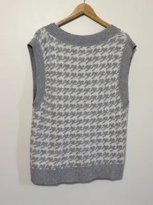 Abercrombie & Fitch Houndstooth V-Neck Sweater Vest Size Large Grey thumbnail 6