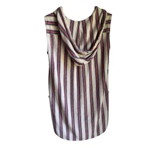ForCynthia Beachwear Linen Blend Striped Hooded Cover Up Tunic Small thumbnail 3