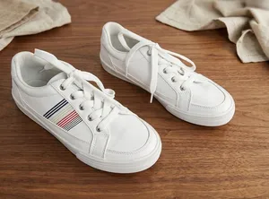 Tommy Hilfiger White Sneakers with Navy & Red Accent thumbnail 1