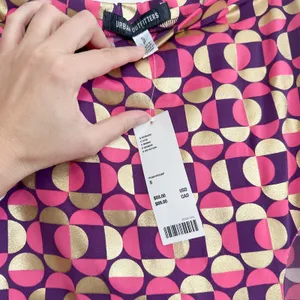 Urban‎ Outfitters | NWT UO High Slit Chain Detail 70s Geometric Midi Skirt Pink thumbnail 6