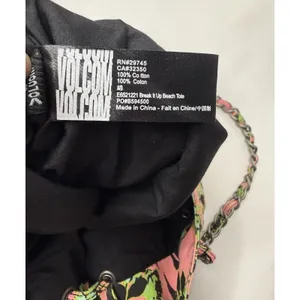 Volcom 2000s Pink Green Floral Large Tote Bag‎ Chain Handles Hobo Beach Casual thumbnail 7