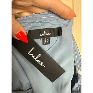 NWT Lulus Demure Sweetie Slate Blue Satin Strapless Two-Piece Midi Dress Sz XS thumbnail 7