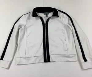 Lauren Ralph Lauren Active Track Jacket Womens XL White Black Full Zip Stripe thumbnail 1