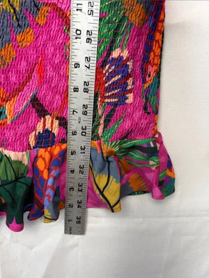 Farm Rio size large painted toucans Vibrant Tropical Puff-Sleeve Mini Dress thumbnail 9