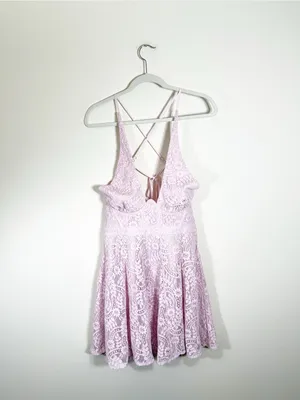 For Love & Lemons Carmela Mini Dress Lace Light Pink Large thumbnail 4