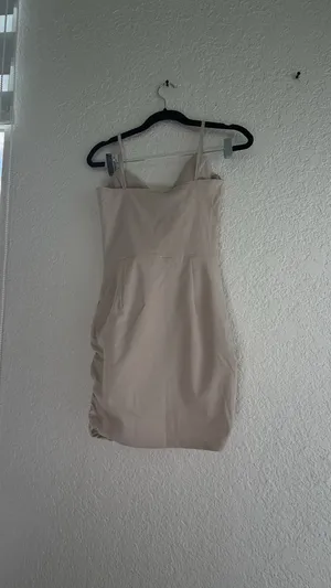 NWT PrettyLittleThing Stone Stretch Woven Pleated Tie Bust Bodycon Dress - Size US 2 thumbnail 10