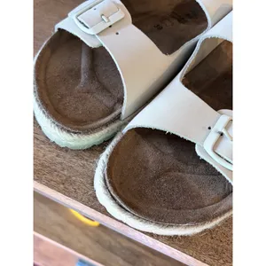 Bio Green Spain Ivory White Leather‎ Double Strap Buckle Slide Sandals 39 | 8 thumbnail 9