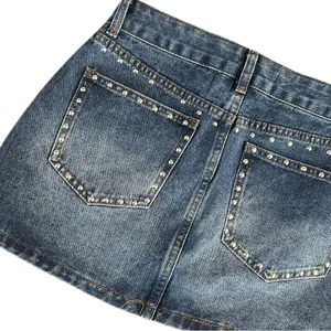 Cali 1850 Denim Mini Skirt with Studded Details thumbnail 10