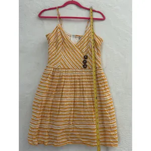 Altar'd State Yellow‎ White Striped Mini Dress Sleeveless Button Detail Large thumbnail 3