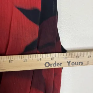 Alice + Olivia Dress Womens Medium Red Black Sleeveless Floral Tie Neck Chiffon‎ thumbnail 7