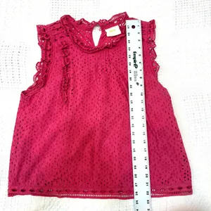 Anthropologie Maeve 14 Tilly eyelet cotton embroidered ruffle lined top TB 3560 thumbnail 2
