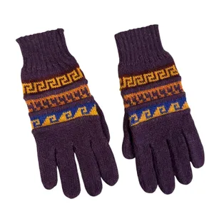 Vtg‎ Alpaca Blend Fair Isle Knit Gloves Purple Boho Cottagecore Winter Southwest thumbnail 1