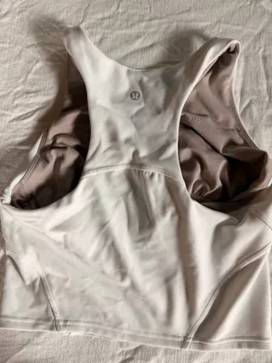 Lululemon White High Neck Longline Sports Bra Tank Size 6 thumbnail 2