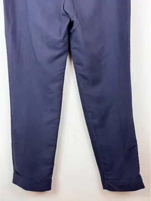 Theory Gil Faxon Navy Silk Blend Pleated Tapered Pants Size 00 Made USA thumbnail 11