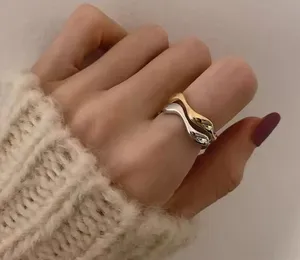 🆕 Yellow‎ Gold Wave Ring Gold Plated 925 Sterling Silver | Adjustable thumbnail 1