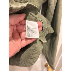 American Eagle Womens Large Olive Green Utility‎ Field Jacket Grey Jersey Hood L thumbnail 7
