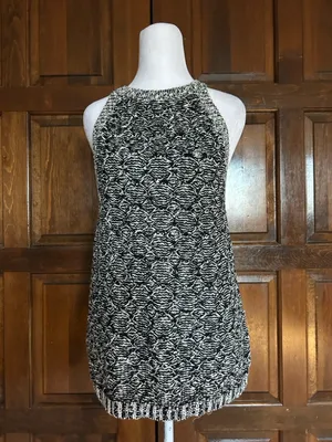 Anthropologie Moth‎ Debussy Marled Sweater Tank Top Small S Black White Knit thumbnail 2