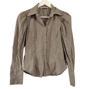 Zara plaid puff sleeve long sleeve button down xs thumbnail 10