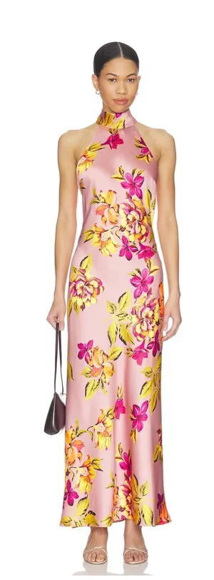 Steve Madden Lara Colette Tropical Floral Halter Maxi Dress thumbnail 1