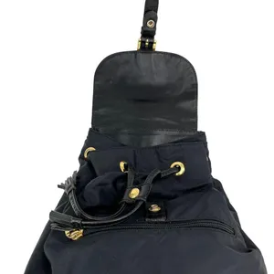 MOSCHINO Mini Black Nylon Leather Trim Backpack Gold-tone Logo thumbnail 8