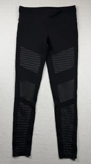 Alo Yoga Moto Leggings Women’s Medium Black Mesh Paneled High Rise Activewear thumbnail 1