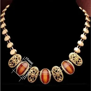 Gold Filigree and Amber Toned Necklace thumbnail 6