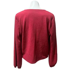 Madewell Women's XL Red V-Neck Wrap Blouse Long Sleeve Casual Top thumbnail 8