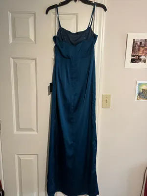 Lulus Blue Satin Maxi Dress thumbnail 4
