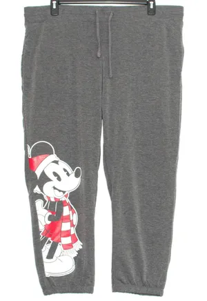 Disney Sweatpants Joggers Mickey Winter Graphic Athleisure Lounge Cozy Gray 1X thumbnail 1