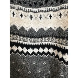 American Eagle Outfitters Gray Fair Isle Scoop Neck Pullover Sweater Womens‎ L thumbnail 3