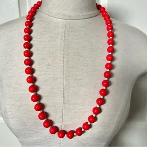 Vintage red beaded necklace thumbnail 1