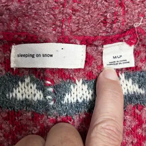 Anthropologie Sleeping On Snow Red Ivory Quillins Jacquard Open Vest Duster M/LP thumbnail 6
