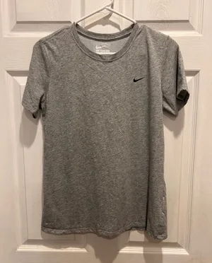 Nike Womens Athletic Cut Dri-FIT T-Shirt Heather Gray Short Sleeve Large L‎ thumbnail 1